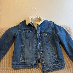 Old Navy Blue Jean Jacket with Cream Sherpa Collar
